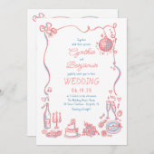 Hand getrokken Doodles grillige retro bruiloft fot Kaart (Voorkant / Achterkant)