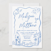 Hand getrokken Doodles Illustraties Strandbruiloft Kaart (Voorkant)