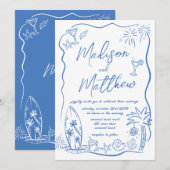 Hand getrokken Doodles Illustraties Strandbruiloft Kaart (Voorkant / Achterkant)