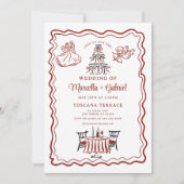 Hand getrokken Doodles Italiaanse bruiloft uitnodi Kaart (Voorkant)