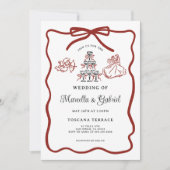 Hand getrokken Doodles Italiaanse thema bruiloft Kaart (Voorkant)