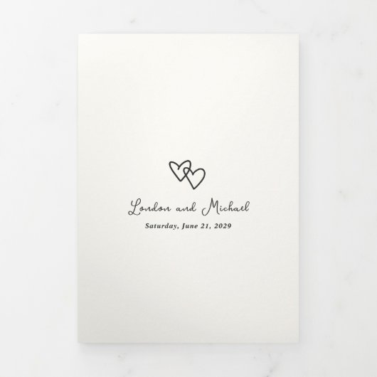 Hand getrokken Doodles Moderne bruiloft Drieluik Uitnodiging (Cover)