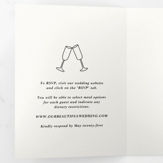 Hand getrokken Doodles Moderne bruiloft Drieluik Uitnodiging (Binnenzijde eerst)