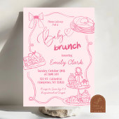 Hand getrokken Doodles Roze Baby Brunch Uitnodigin Kaart