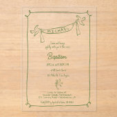 Hand getrokken doop acryl uitnodiging met duiven (Voorkant)