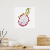 Hand getrokken draak fruit illustratie poster (Keuken)