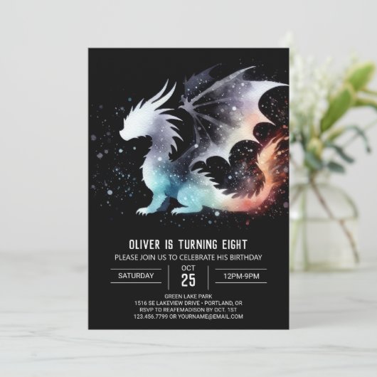 Hand getrokken Dragon Verjaardag Digitaal Kaart (Staand voorkant)