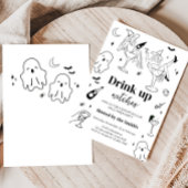 Hand getrokken Drink omhoog heksen Halloween Party Kaart