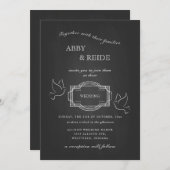 Hand getrokken duiven rustieke bruiloft kaart (Voorkant / Achterkant)