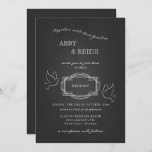 Hand getrokken duiven rustieke bruiloft