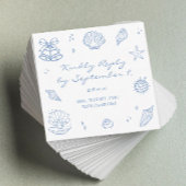 Hand getrokken Dusty Blue Coastal Wedding RSVP QR Informatiekaartje