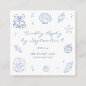 Hand getrokken Dusty Blue Coastal Wedding RSVP QR Informatiekaartje (Voorkant)