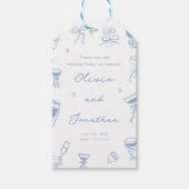 Hand getrokken Dusty Blue Wedding Cadeaulabel (Voorkant)