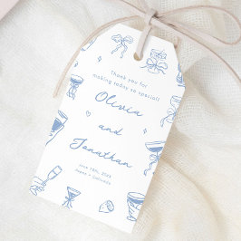 Hand getrokken Dusty Blue Wedding Cadeaulabel
