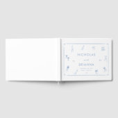 Hand getrokken Dusty Blue Wedding Gastenboek (Volledig)