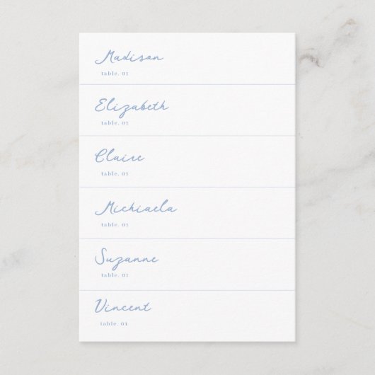 Hand getrokken Dusty Blue Wedding Place Card DIY Kaart (Voorkant)