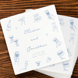 Hand getrokken Dusty Blue Wedding Servet
