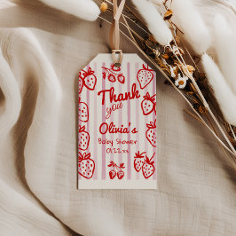 Hand getrokken een Berry Sweet Aardbeien Baby show Cadeaulabel