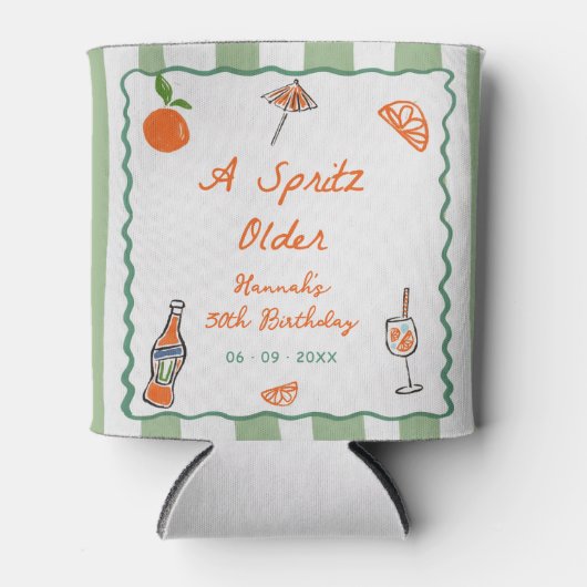 Hand getrokken een Spritz oudere verjaardagsfeestj Blikjeskoeler (Voorkant)