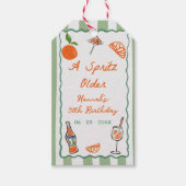 Hand getrokken een Spritz oudere verjaardagsfeestj Cadeaulabel (Voorkant)