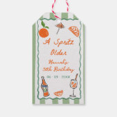 Hand getrokken een Spritz oudere verjaardagsfeestj Cadeaulabel (Achterkant)