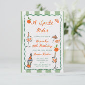 Hand getrokken een Spritz oudere verjaardagsfeestj Kaart (Staand voorkant)