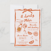 Hand getrokken een Spritz oudere verjaardagsfeestj Kaart (Voorkant)