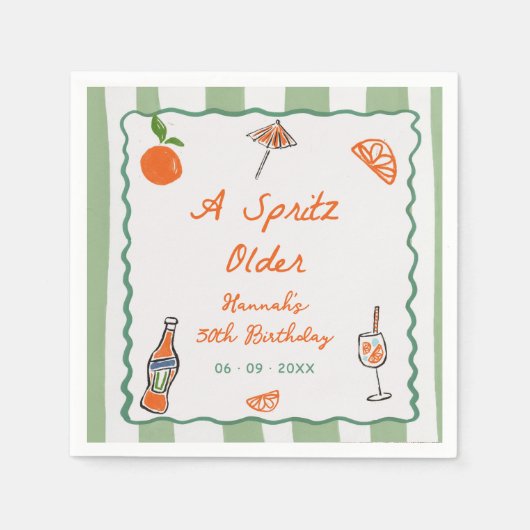 Hand getrokken een Spritz oudere verjaardagsfeestj Servet (Voorkant)