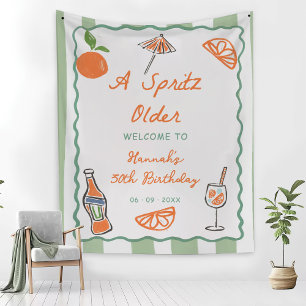 Hand getrokken een Spritz oudere verjaardagsfeestj Wandkleed