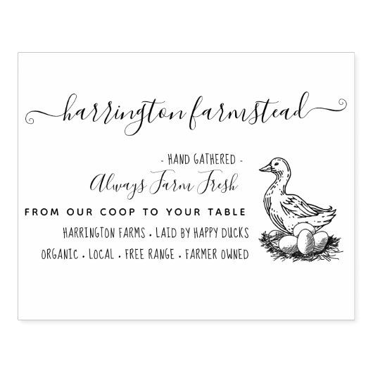Hand-getrokken eend familie Boerderij Fresh Eggs k Rubberstempel (Afrduk)