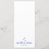 Hand getrokken eenvoudige blauwe grillige bruiloft menu (Achterkant)