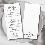 Hand getrokken eenvoudige zwart wit grillige bruil menu<br><div class="desc">Eenvoudig Europees geïnspireerd zwart-wit huwelijksdiner. Deze minimalistische trouwkaart houdt het ontwerp schoon en tijdloos, waardoor het handgeschreven script schittert. Een eenvoudige kronkelende lijn bovenaan voegt een subtiel accent toe, terwijl de rest van de voorkant je menudetails benadrukt in een elegante mix van script- en seriële lettertypen voor een verfijnde en...</div>