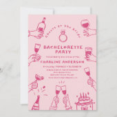 Hand getrokken eigentijdse roze vrijgezellenfeest kaart (Voorkant)