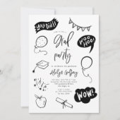 Hand getrokken eigenzinnige afstudeerfeest uitnodi kaart (Voorkant)