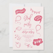 Hand getrokken eigenzinnige blos roze afstudeerfee kaart (Voorkant)