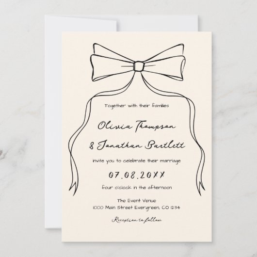 Hand getrokken eigenzinnige boog oud geld bruiloft kaart (Voorkant)