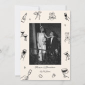 Hand getrokken eigenzinnige bruiloft kaart (Achterkant)