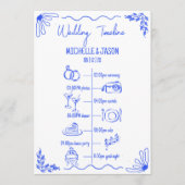 Hand getrokken eigenzinnige bruiloft reisschema programmakaart (Voorkant)