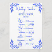 Hand getrokken eigenzinnige bruiloft reisschema programmakaart (Voorkant)