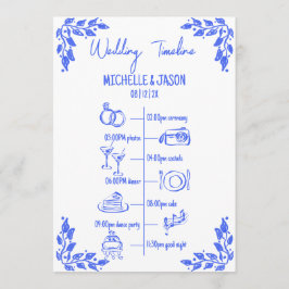 Hand getrokken eigenzinnige bruiloft reisschema programmakaart