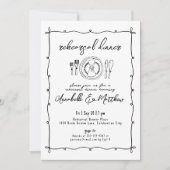 Hand getrokken eigenzinnige bruiloft repetitie din kaart (Voorkant)