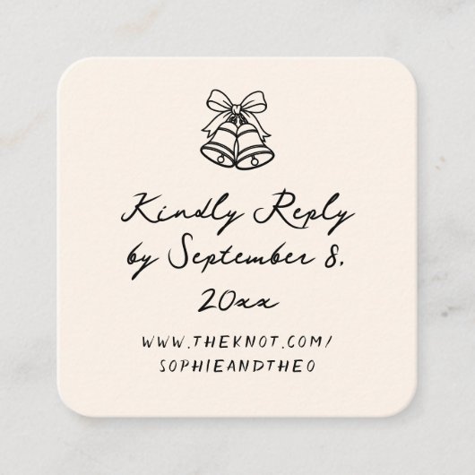 Hand getrokken eigenzinnige bruiloft RSVP QR-code Informatiekaartje (Voorkant)