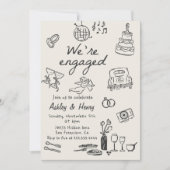 Hand getrokken eigenzinnige bruiloft verlovingsfee kaart (Voorkant)