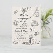 Hand getrokken eigenzinnige bruiloft verlovingsfee kaart (Staand voorkant)