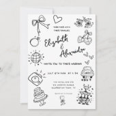 Hand getrokken eigenzinnige Franse bruiloft Kaart (Voorkant)