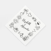 Hand getrokken eigenzinnige Franse bruiloft Servet (Hoek)