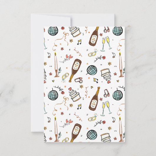 Hand getrokken eigenzinnige Funky Wedding RSVP Kaa (Achterkant)