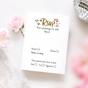 Hand getrokken eigenzinnige Funky Wedding RSVP Kaa Kaartje