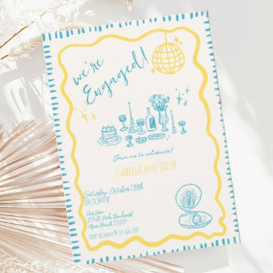 Hand getrokken eigenzinnige golvende verlovingsfee kaart