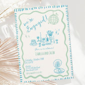 Hand getrokken eigenzinnige golvende verlovingsfee kaart